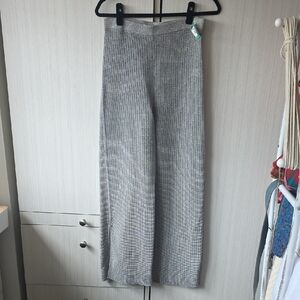 High-Waist Knit Pants in Silver MEDIUM